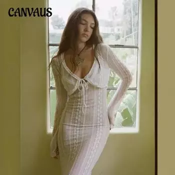 Женский новый летний кардиган с длинными рукавами и солнцезащитным кремом, сексуальное длинное платье с V-образным вырезом и разрезом S абрикосовый