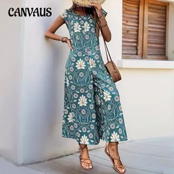 Женский новый летний комбинезон с принтом, широкие брюки S синий
