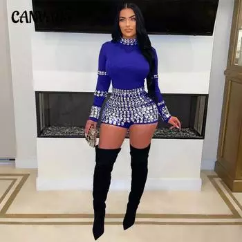 Женский новый модный горячий бриллиантовый утягивающий комбинезон для вечеринок повседневные модели S чёрный