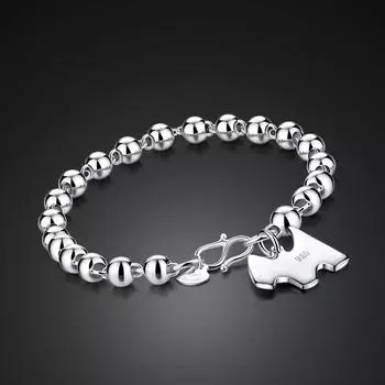 Женский новый модный простой ювелирный браслет из 100% стерлингового серебра 925 пробы для девочек, подвеска в виде милой собаки, подарок на руку 18cm