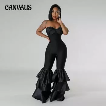 Женский новый модный сексуальный бюстье однотонный прессованный плиссированный кружевной комбинезон женский S чёрный