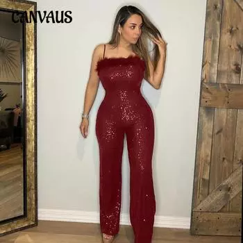 Женский новый модный сексуальный комбинезон с подтяжками из шерсти в полоску с пайетками S бордовый