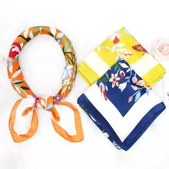 Женский новый модный шелковый шарф с имитацией атмосферы, защитный шарф для шеи, весна, лето, осень, квадратный шарф 70*70CM