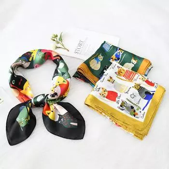 Женский новый модный шелковый шарф с имитацией атмосферы, защитный шарф для шеи, весна, лето, осень, квадратный шарф 70*70CM белый