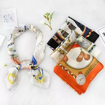 Женский новый модный шелковый шарф с имитацией атмосферы, защитный шарф для шеи, весна, лето, осень, квадратный шарф 70*70CM