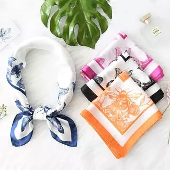 Женский новый модный шелковый шарф с имитацией атмосферы, защитный шарф для шеи, весна, лето, осень, квадратный шарф 70*70CM синий