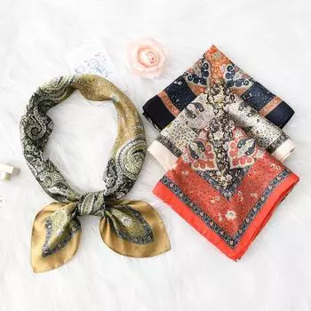 Женский новый модный шелковый шарф с имитацией атмосферы, защитный шарф для шеи, весна, лето, осень, квадратный шарф 70*70CM