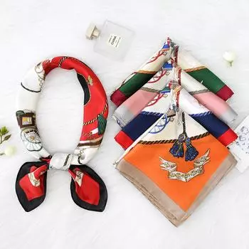 Женский новый модный шелковый шарф с имитацией атмосферы, защитный шарф для шеи, весна, лето, осень, квадратный шарф 70*70CM