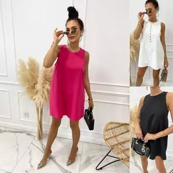 Женский новый однотонный повседневный топ без рукавов женское имитационное платье S белый