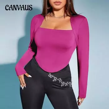 Женский новый осенний тонкий сексуальный топ Spice с длинными рукавами 1XL розы красного