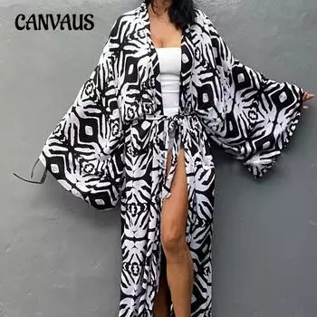 Женский новый пляжный накидка из хлопка с принтом, праздничный солнцезащитный кардиган, бикини, накидка, купальный костюм one size