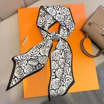 Женский новый повседневный длинный шелковый шарф для поездок на работу с принтом, шарф темперамента, летний модный универсальный декоративный диагональный шарф 14*150cm