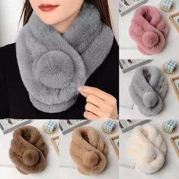 Женский новый утолщенный теплый искусственный мех кролика выдры меховой шарф три трубки шарф плюшевый шейный платок 73cm