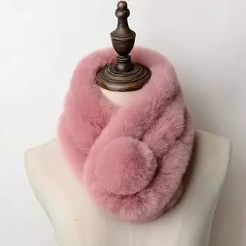 Женский новый утолщенный теплый искусственный мех кролика выдры меховой шарф три трубки шарф плюшевый шейный платок 73cm