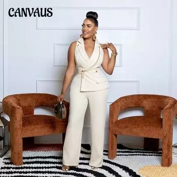 Женский новый V-образный вырез сексуальный комбинезон модные цепочки условия повседневные широкие брюки S красный