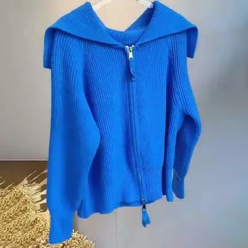 Женский новый взрывной модный темпераментный свитер с большими лацканами, женский высококачественный дизайн, ниша для похудения XL