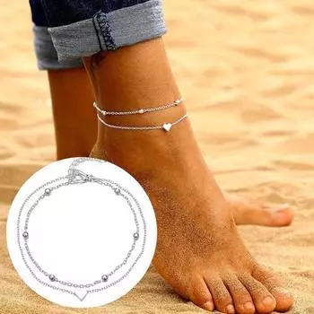 Женский ножной браслет с полым регулируемым зажимом в форме сердца, легкий медный браслет для украшения лодыжки, гальванический женский браслет Round золотистый