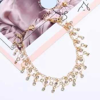 Женский ножной браслет со стразами и кисточкой, универсальный винтажный стиль, женская цепочка на ножной браслет, подарок на день рождения золотистый