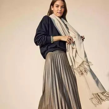 Женский объемный шарф ТОЛЬКО с бахромой Taille unique серый