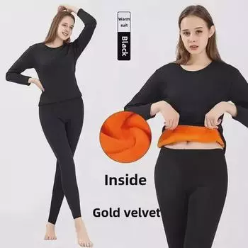 Женский облегающий комплект термобелья - плюс бархат, утолщенная утягивающая майка и брюки на осень 5XL