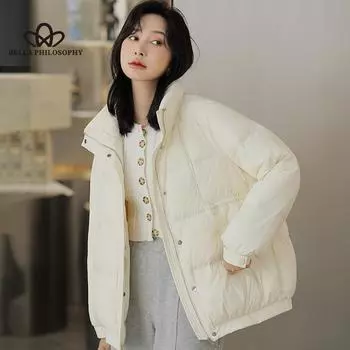 Женский облегающий короткий портативный ветрозащитный пуховик, новый женский осенне-зимний компактный ультралегкий пуховик S чёрный