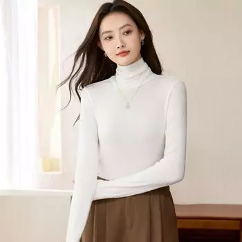 Женский облегающий легкий полуводолазный топ из шерсти Tencel на осень/зиму 2024 г. XL