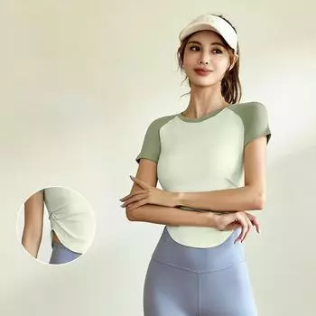 Женский облегающий плиссированный контрастный топ для йоги Juyitang M слоновая кость
