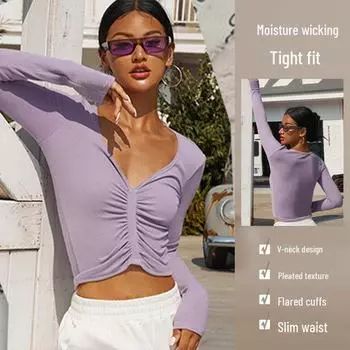 Женский облегающий топ для йоги с длинными рукавами — дышащая и стильная осенняя спортивная одежда Medium