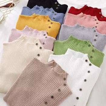 Женский облегающий трикотажный свитер с полуводолазкой: Новый стильный топ с длинным рукавом осень/зима 2023 года One Size жёлтый