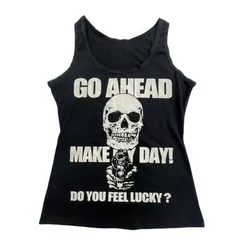 Женский облегающий жилет, черный с принтом черепа и букв, майка с U-образным вырезом для клубной носки, размеры S/ M/ L/ XL M чёрный