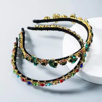 Женский ободок для волос с милым цветком, цветной страз, простой темпераментный универсальный головной убор из сплава для вечеринок OneSize