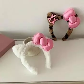Женский обруч для волос для девочек, плюшевый материал, бант, декор, мытье лица, повязка на голову, украшение для волос, повседневная одежда B