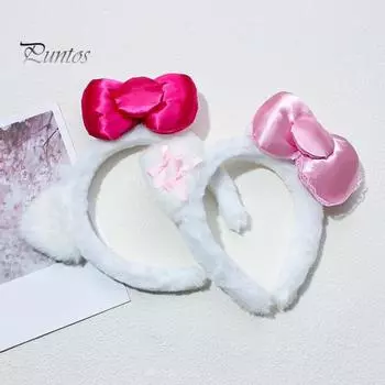 Женский обруч для волос для девочек, плюшевый материал, бант, декор, мытье лица, повязка на голову, украшение для волос, повседневная одежда B