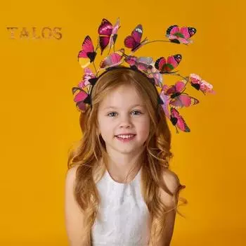 Женский обруч для волос для выступлений, преувеличенный декор с имитацией бабочек, повязка на голову, вечерние свадебные головные уборы красный