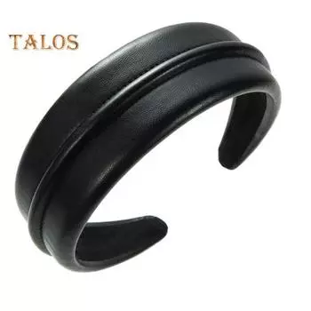 Женский обруч для волос из искусственной кожи, сплошной цвет, широкая повязка на голову, легкая повязка для волос, аксессуары для головы девушки кофейный