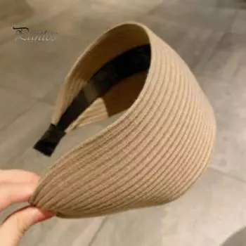 Женский обруч для волос, однотонный, эластичный, широкий, головной убор в корейском стиле, тканевая повязка на голову, аксессуары для волос бежевый