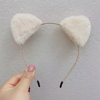 Женский обруч для волос плюшевый ободок для волос животные кошачьи ушки повязка на голову милый девушка/женщина хаки
