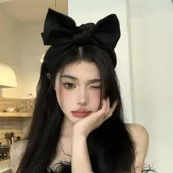 Женский обруч для волос с большим бантом, одноцветный бант, повязка на голову для косплея, эластичная резинка для волос, аксессуары для волос синий