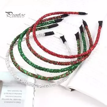 Женский обруч для волос, сверкающий пайетками, эластичная повязка на голову, блестки, своими руками, обруч для волос, рождественские аксессуары красный/зелёный