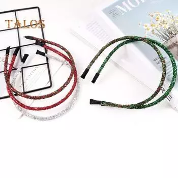 Женский обруч для волос, сверкающий пайетками, эластичная повязка на голову, блестки, своими руками, обруч для волос, рождественские аксессуары красный