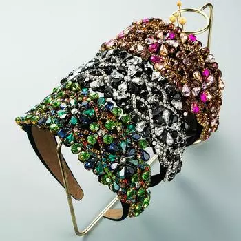 Женский обруч для волос в стиле барокко, легкий роскошный головной убор с геометрическим рисунком высокого качества OneSize зелёный