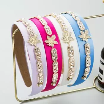 Женский обруч для волос в стиле барокко, стеклянный винтажный шампунь, повязка для волос, головной убор OneSize небесно-голубой