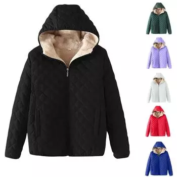 Женский обычный хлопковый костюм плюс однотонная теплая куртка на молнии на молнии M чёрный