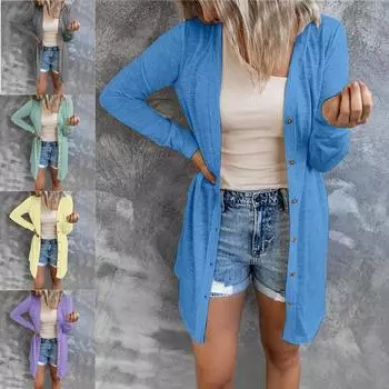 Женский однобортный топ с длинным рукавом, кардиган, однобортный топ, легкая куртка L серый