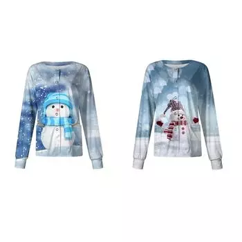 Женский однобортный защитный комбинезон с длинным рукавом и рождественским принтом, карманный рабочий воротник-стойка, кардиган, куртка, топ M