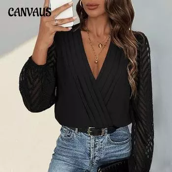 Женский однотонный боди с длинным рукавом в винтажном стиле S чёрный