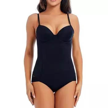 Женский однотонный цельный бюстгальтер для коррекции фигуры L чёрный