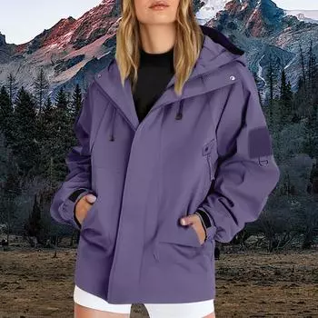 Женский однотонный худи с длинным рукавом для улицы, ветрозащитная и водонепроницаемая тонкая куртка L
