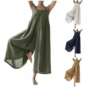 Женский однотонный комбинезон без рукавов с одним вырезом, длинный темпераментный комбинезон с открытой спиной