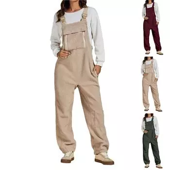 Женский однотонный комбинезон без рукавов с широкими штанинами Комбинезон без рукавов с широкими штанинами с высокой талией Женские комбинезоны XS винный